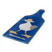 Funny seagull met Franse frieten cartoon Snijplank (Hoek)