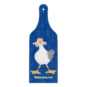 Funny seagull met Franse frieten cartoon Snijplank