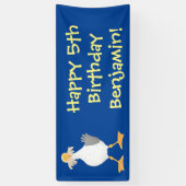 Funny seagull met Franse frieten cartoon Spandoek (Verticaal)