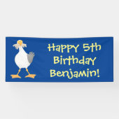 Funny seagull met Franse frieten cartoon Spandoek (Horizontaal)