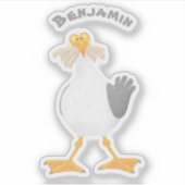 Funny seagull met Franse frieten cartoon Sticker (Voorkant)