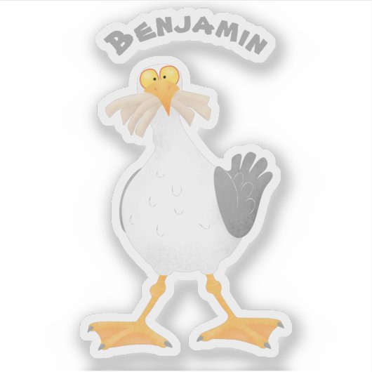Funny seagull met Franse frieten cartoon Sticker (Voorkant)