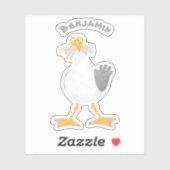 Funny seagull met Franse frieten cartoon Sticker (Vel)