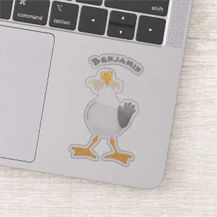 Funny seagull met Franse frieten cartoon Sticker