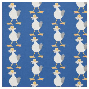 Funny seagull met Franse frieten cartoon Stof