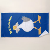 Funny seagull met Franse frieten cartoon Strandlaken (Voorkant)