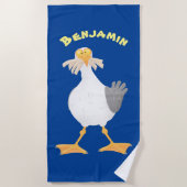 Funny seagull met Franse frieten cartoon Strandlaken (Voorkant)