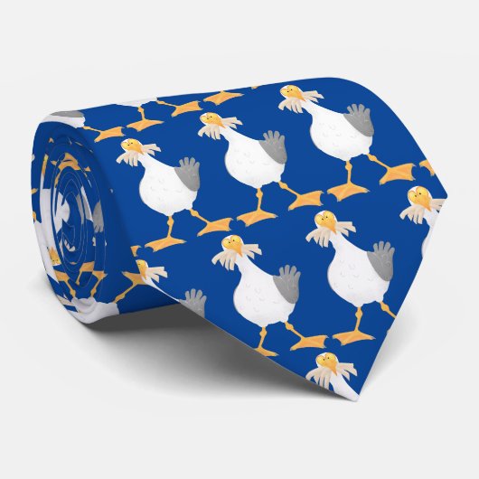 Funny seagull met Franse frieten cartoon Stropdas (Opgerold)