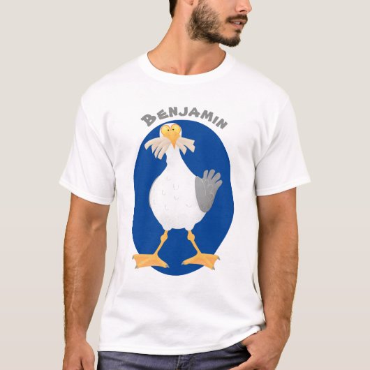 Funny seagull met Franse frieten cartoon T-shirt (Voorkant)