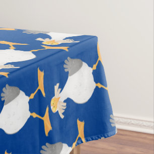 Funny seagull met Franse frieten cartoon Tafelkleed