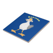 Funny seagull met Franse frieten cartoon Tegeltje (Zijkant)