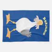 Funny seagull met Franse frieten cartoon Theedoek (Horizontaal)