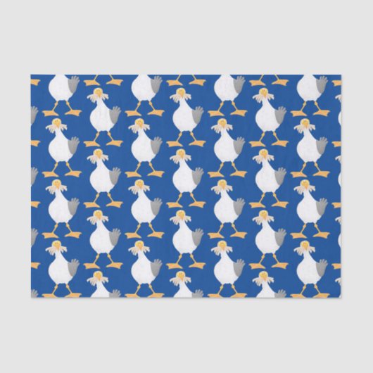 Funny seagull met Franse frieten cartoon Tissuepapier (Voorkant)