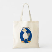 Funny seagull met Franse frieten cartoon Tote Bag (Achterkant)