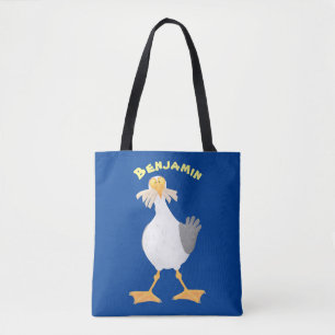Funny seagull met Franse frieten cartoon Tote Bag