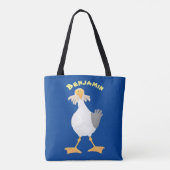 Funny seagull met Franse frieten cartoon Tote Bag (Achterkant)