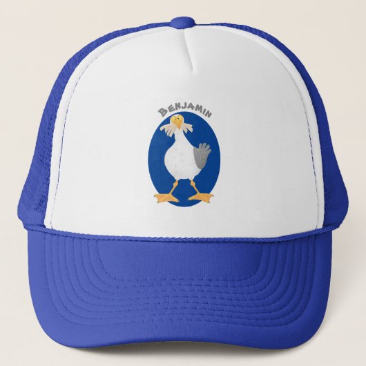 Funny seagull met Franse frieten cartoon Trucker Pet (Voorkant)