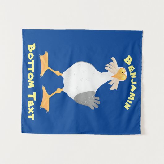 Funny seagull met Franse frieten cartoon Wandkleed (Voorkant (horizontaal))