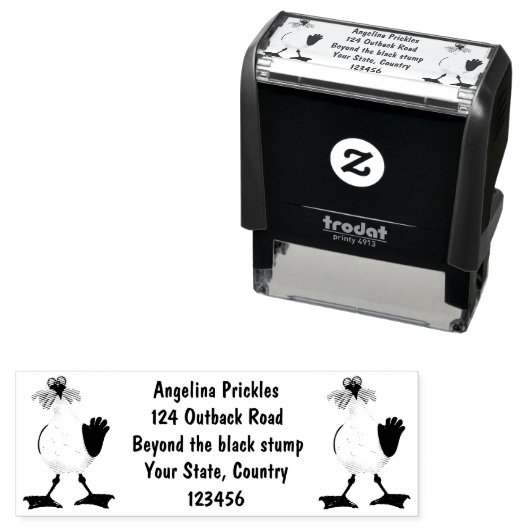 Funny seagull met Franse frieten cartoon Zelfinktende Stempel (In situ)