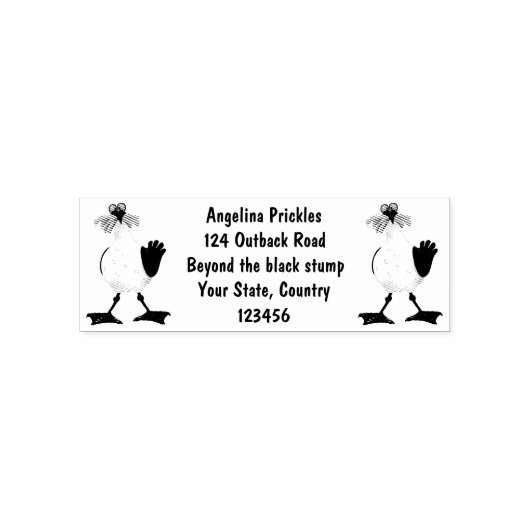 Funny seagull met Franse frieten cartoon Zelfinktende Stempel (Design)