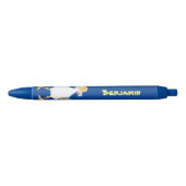 Funny seagull met Franse frieten cartoon Zwarte Inkt Pen (Voorkant)