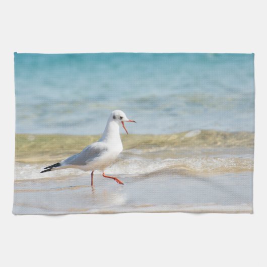 Funny seagull theedoek (Horizontaal)