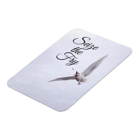 Funny Seagull Zee Bird Pun French Fry Carpe Diem Magneet (Linkerzijde)