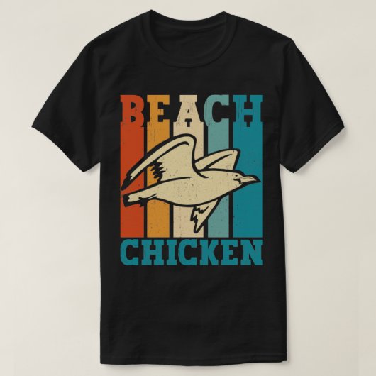 Funny Seagull Zee Gull Beach Chicken Retro T-shirt (Design voorkant)