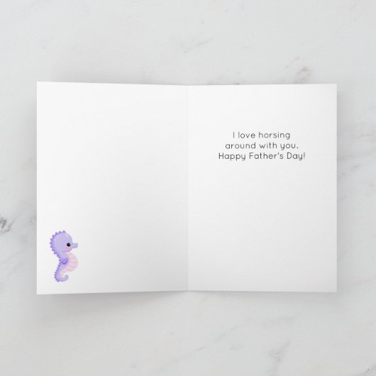 Funny Seahorse Pun Vaderdag Kaart (Binnen)