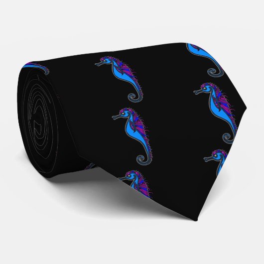 Funny seahorse stropdas (Opgerold)