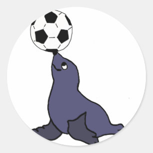 Funny Seal Animal Juggling Voetbal Ronde Sticker