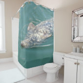 Funny Seal die drijft op zijn achterdouchergordijn Douchegordijn (In situ)