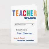 Funny Search Best Teacher Kaart (Voorkant)