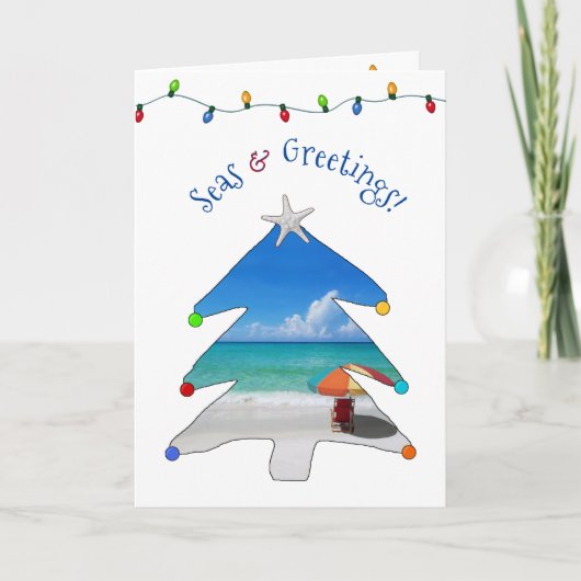 Funny Seas and Greetings Photo Beach Christmas Hol Feestdagen Kaart (Voorkant)