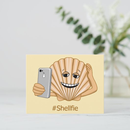 Funny Seashell die het Selfie-systeem van de mobie Briefkaart (Staand voorkant)