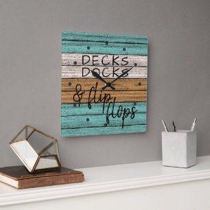 Funny Seaside Beachy Summer Quote Art Vierkante Klok