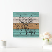 Funny Seaside Beachy Summer Quote Art Vierkante Klok (Huis)