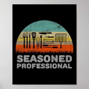 Funny Seasoned Professional Barbecue Pun Poster