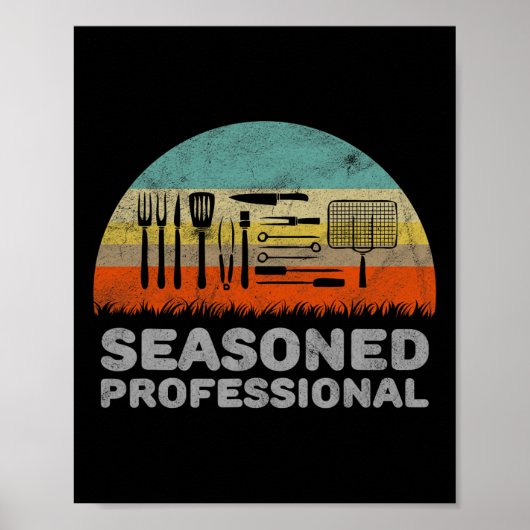 Funny Seasoned Professional Barbecue Pun Poster (Voorkant)