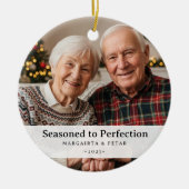 Funny Seasoned to Perfection Grandparent Photo Keramisch Ornament (Voorkant)
