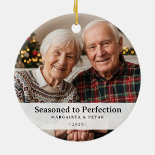 Funny Seasoned to Perfection Grandparent Photo Keramisch Ornament