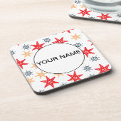 Funny Seastars and Steerwheels Pattern Bier Onderzetter (Linkerzijde)