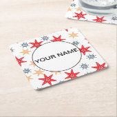 Funny Seastars and Steerwheels Pattern Kartonnen Onderzetters (Schuin)