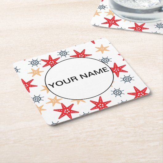 Funny Seastars and Steerwheels Pattern Kartonnen Onderzetters (Schuin)