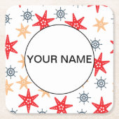 Funny Seastars and Steerwheels Pattern Kartonnen Onderzetters (Voorkant)