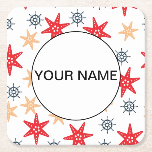 Funny Seastars and Steerwheels Pattern Kartonnen Onderzetters (Voorkant)