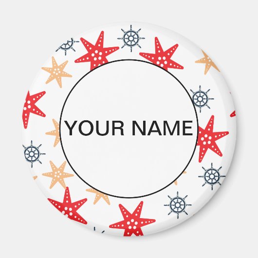 Funny Seastars and Steerwheels Pattern Magneet (Voorkant)