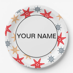 Funny Seastars and Steerwheels Pattern Papieren Bordje