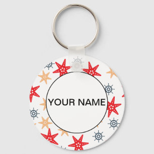 Funny Seastars and Steerwheels Pattern Sleutelhanger