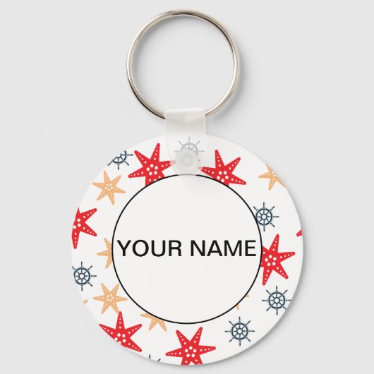 Funny Seastars and Steerwheels Pattern Sleutelhanger (Voorkant)